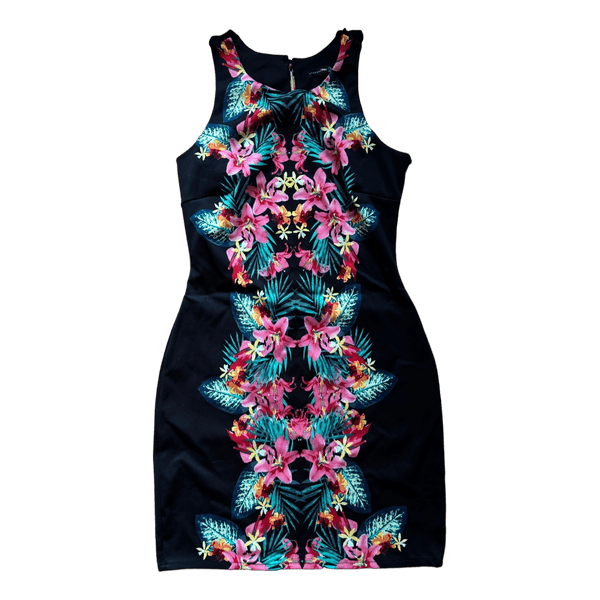 Black floral mini dress