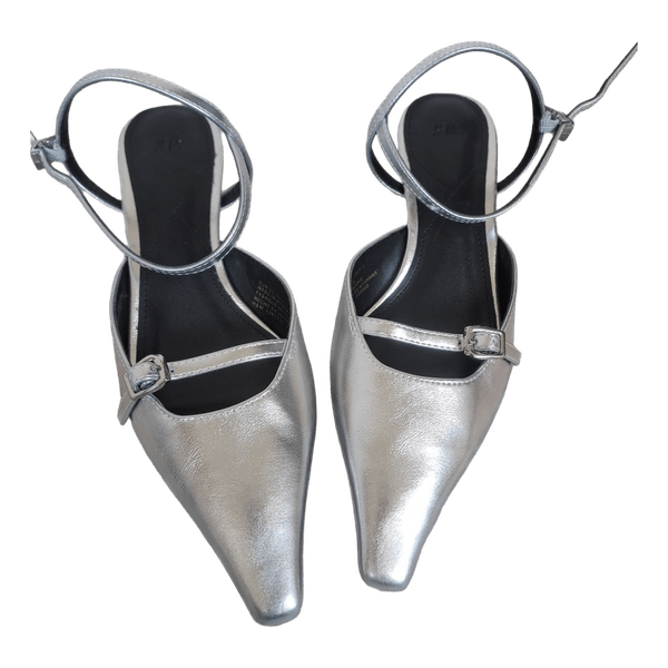 Silver pointed heels