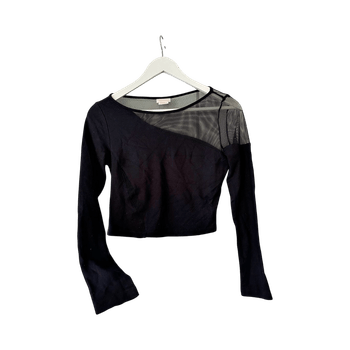 Black mesh long-sleeve top