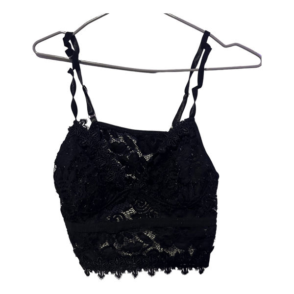 Black lace crop top