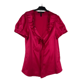 Vintage pink satin office siren blouse