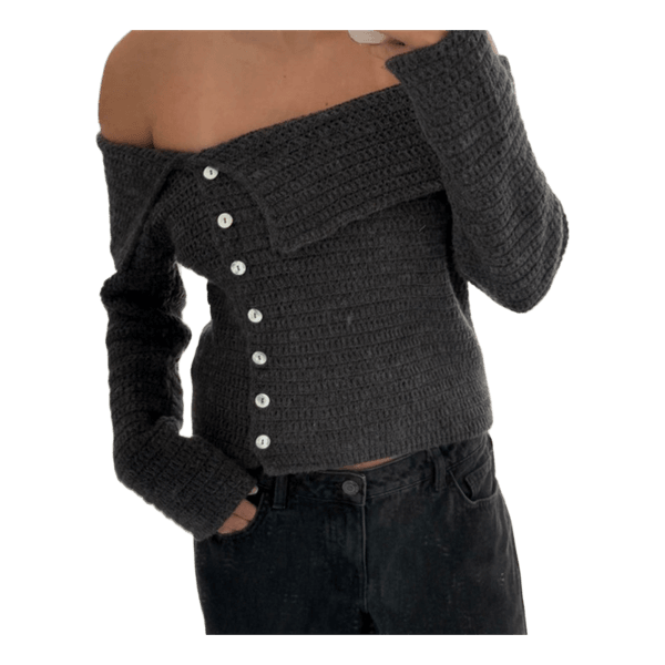 Mørkegrå strikket cardigan