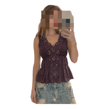 Purple lace embellished top Vintage Y2K Sparkly