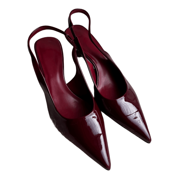 Vinrøde lak slingback hæle