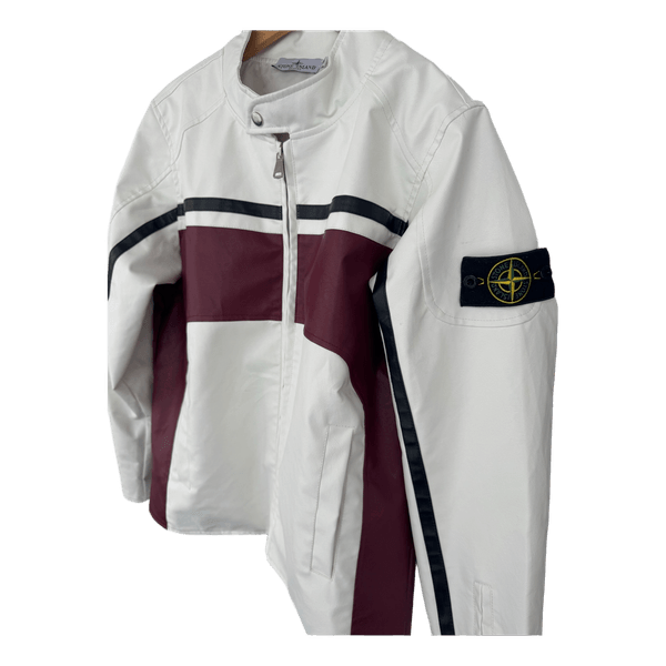 Stone Island Red & White Leather Jacket
