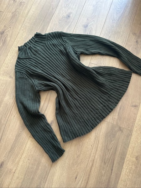 Green ribbed knit sweater