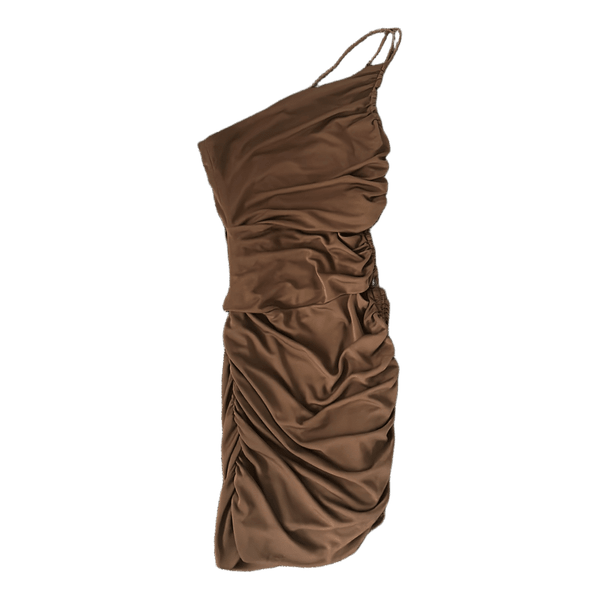 Brun one-shoulder minikjole