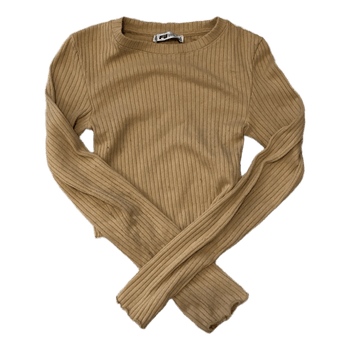 Beige ribattu pitkähihainen paita