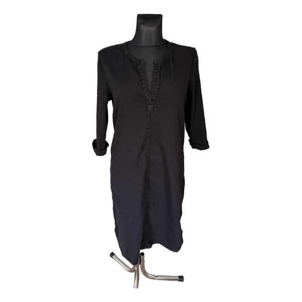 Black linen blend dress