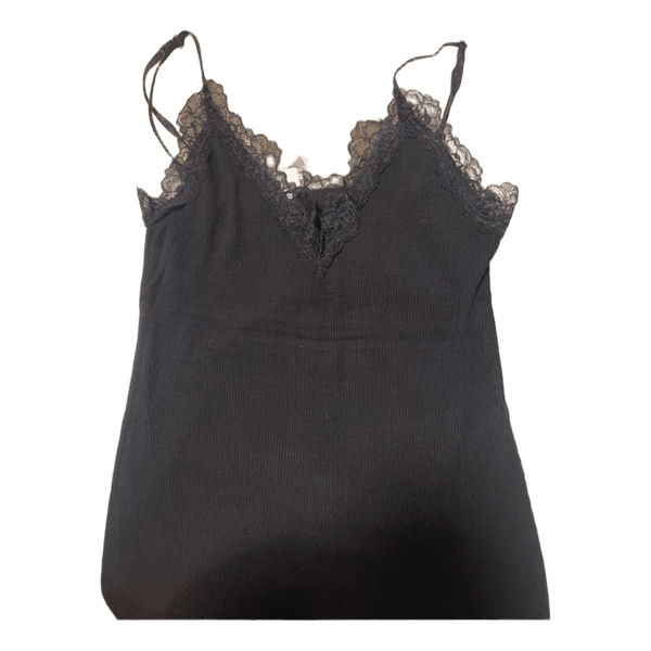 Black ribbed lace camisole