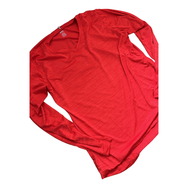 Red long-sleeve sports top