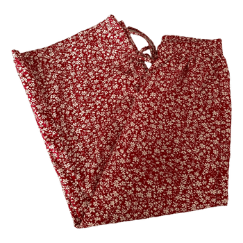Red floral trousers