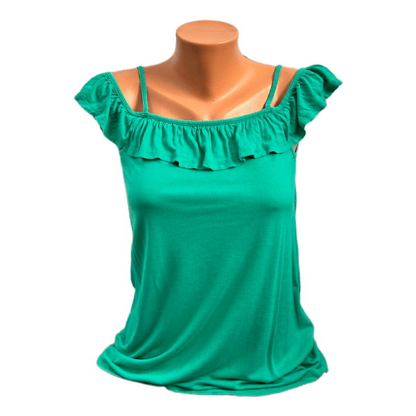 Green viscose frill top