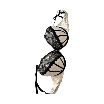 Valkoinen ja musta pitsinen rintaliiv