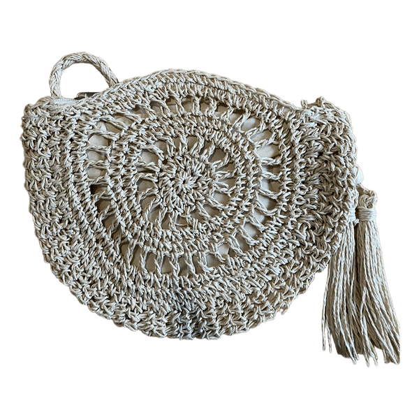 Beige straw handbag
