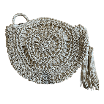 Beige straw handbag