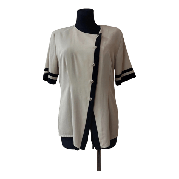 Beige asymmetric short sleeve top