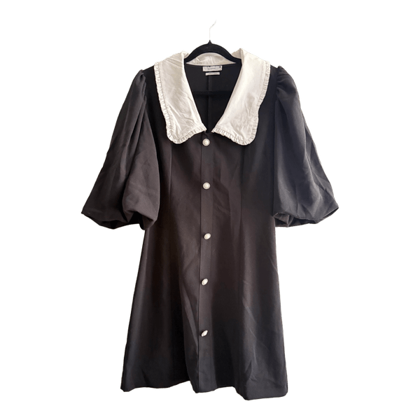 Black mini dress with white collar