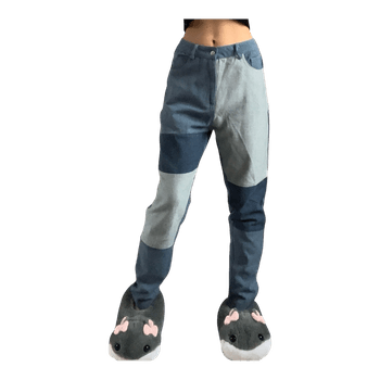 Blue patchwork jeans
