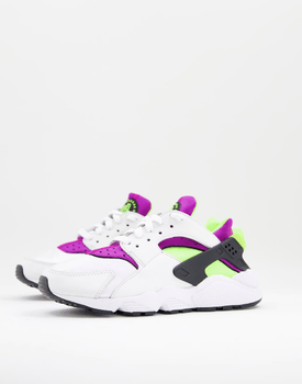 White Purple Green Nike Air Huarache Trainers