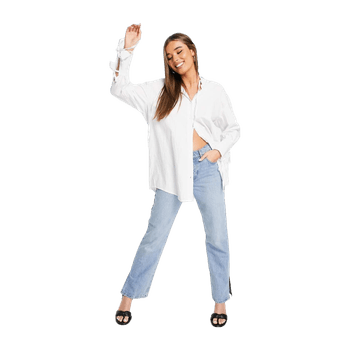 White ruched tie sleeve shirt