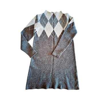 Hallhuber grey argyle soft wool dress