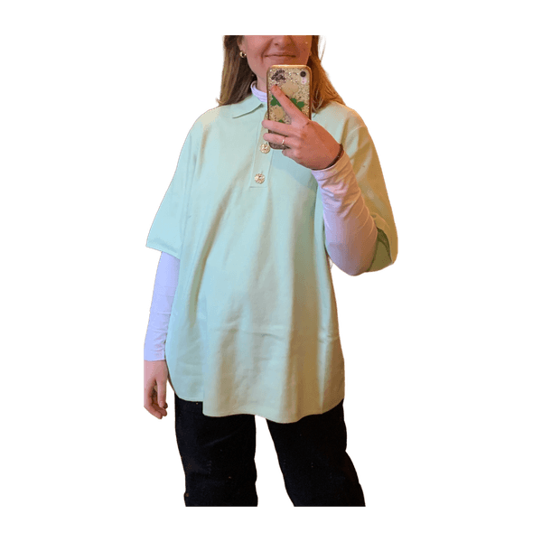 Mint knitted polo