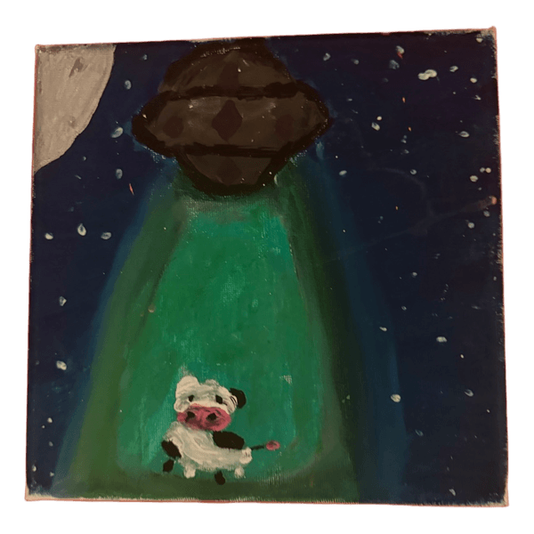Hand painted ufo canvas
