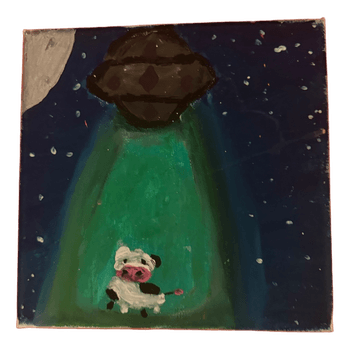 Hand painted ufo canvas