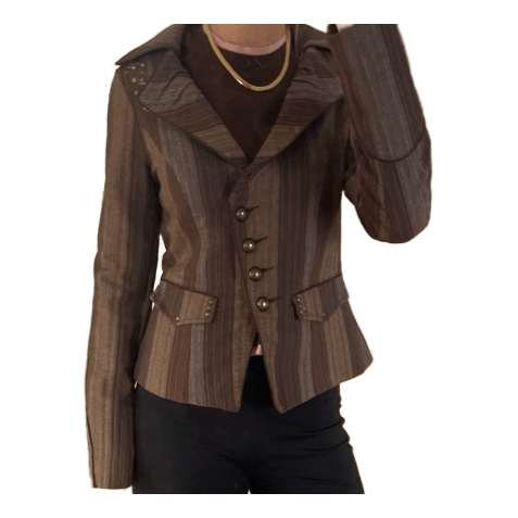 Vila brun stribet blazer