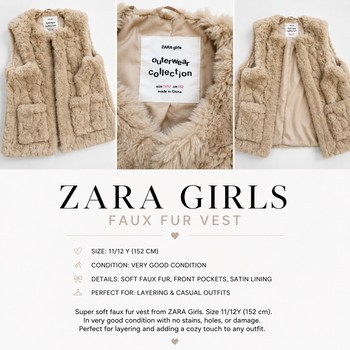 Zara girls faux fur vest | Soft and cozy | Excellent condition