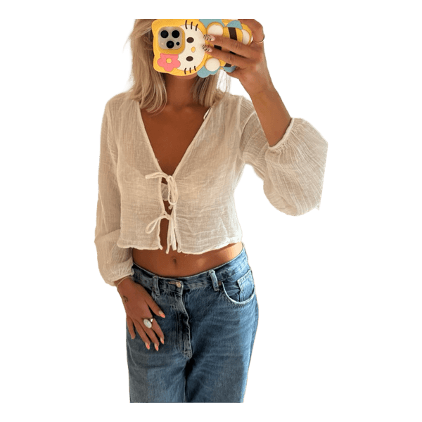 Hvid Pull&Bear bindebluse