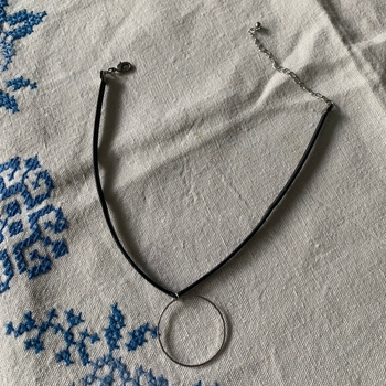 Choker/ kaulakoru/ Black choker necklace with silver ring