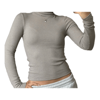 Grey ribbed turtleneck top