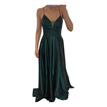 Green satin maxi dress