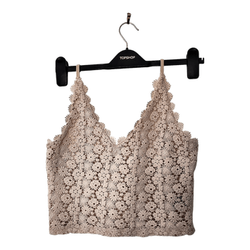 Beige lace crop top