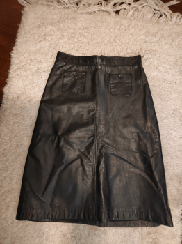 Leather knee-length skirt