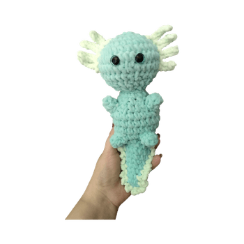 Virkattu axolotli pehmolelu