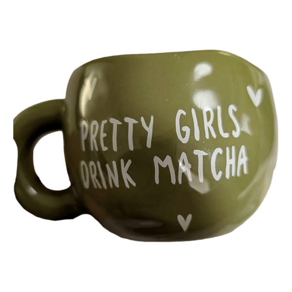 Green ceramic matcha mug