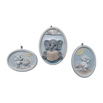 3 kämmenkokoista elefanttikaiverrusta lastenhuoneeseen 