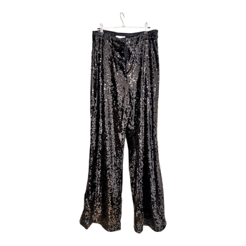 Black sequin wide-leg trousers