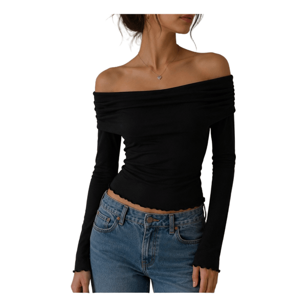 Black off-shoulder top