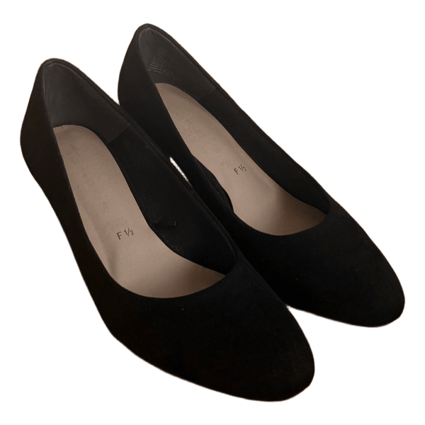 Black suede pumps