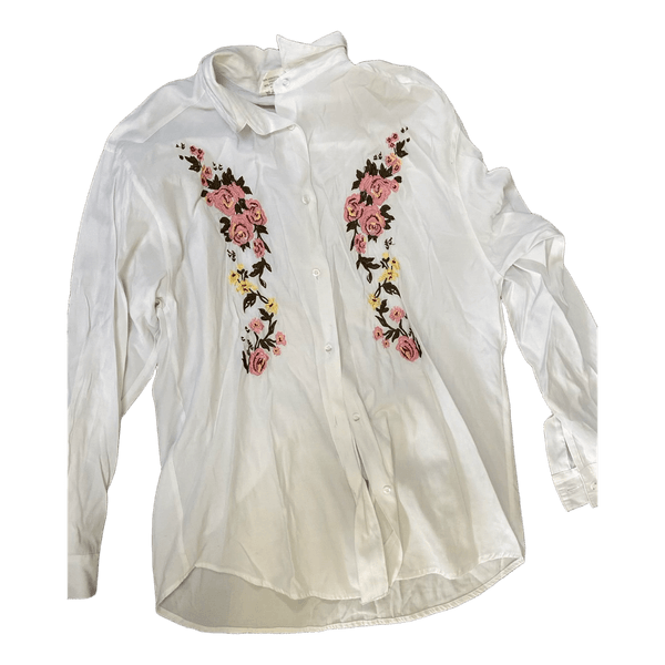 White floral embroidered shirt