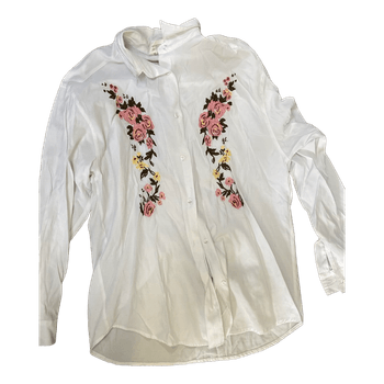 White floral embroidered shirt