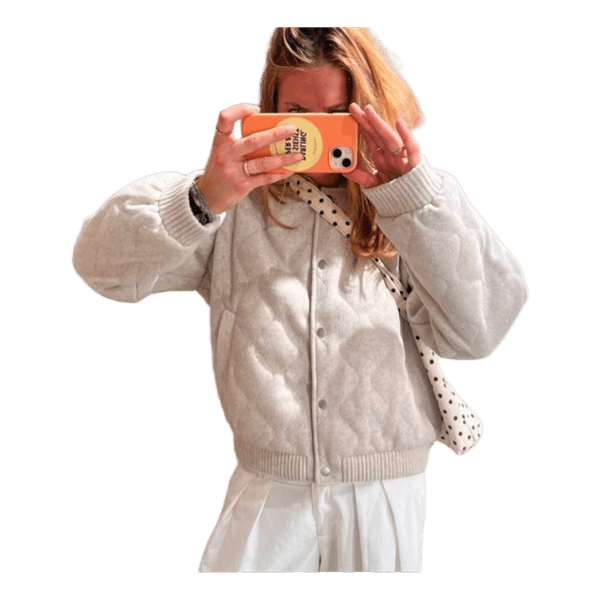 Beige vatteret bomberjakke
