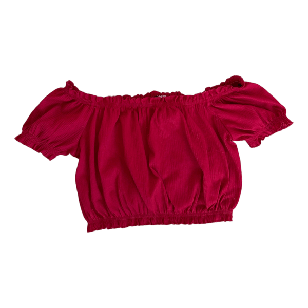 Red off-shoulder crop top