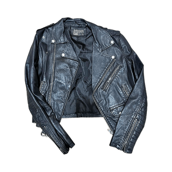 Musta biker-takki, aitoa nahkaa