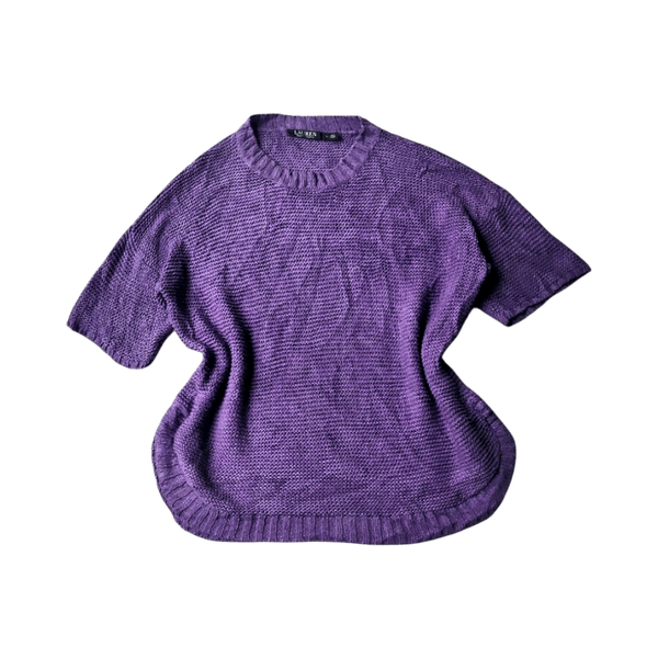 Lauren RL Short Sleeve Textured Knitwear - Purple - L