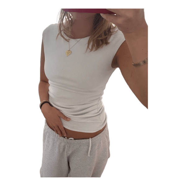 Hvid ribstrikket top